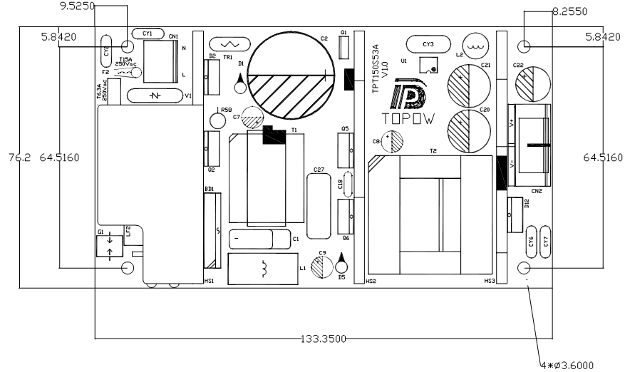 Single Output Type and 150W Output Power ac/dc 53 to 2.8v switching power supply(图2)